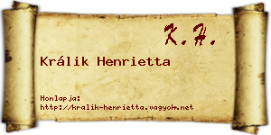 Králik Henrietta névjegykártya