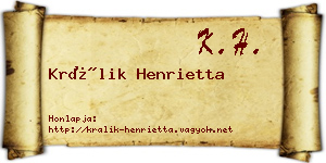 Králik Henrietta névjegykártya